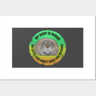 Round Pallas Cat Green Yellow Posters and Art